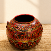 Handpainted Floral Antique Finished Pot