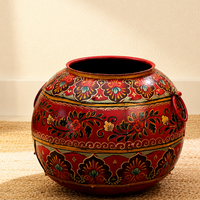 Handpainted Floral Antique Finished Pot