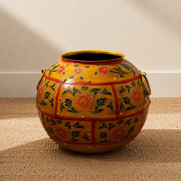 Handpainted Floral Antique Finished Pot