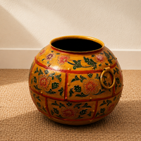 Handpainted Floral Antique Finished Pot