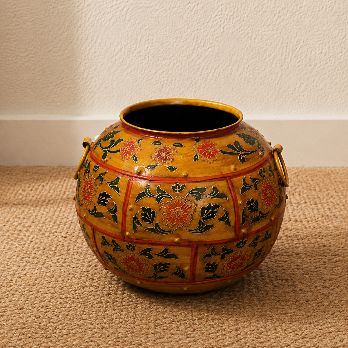 Handpainted Floral Antique Finished Pot