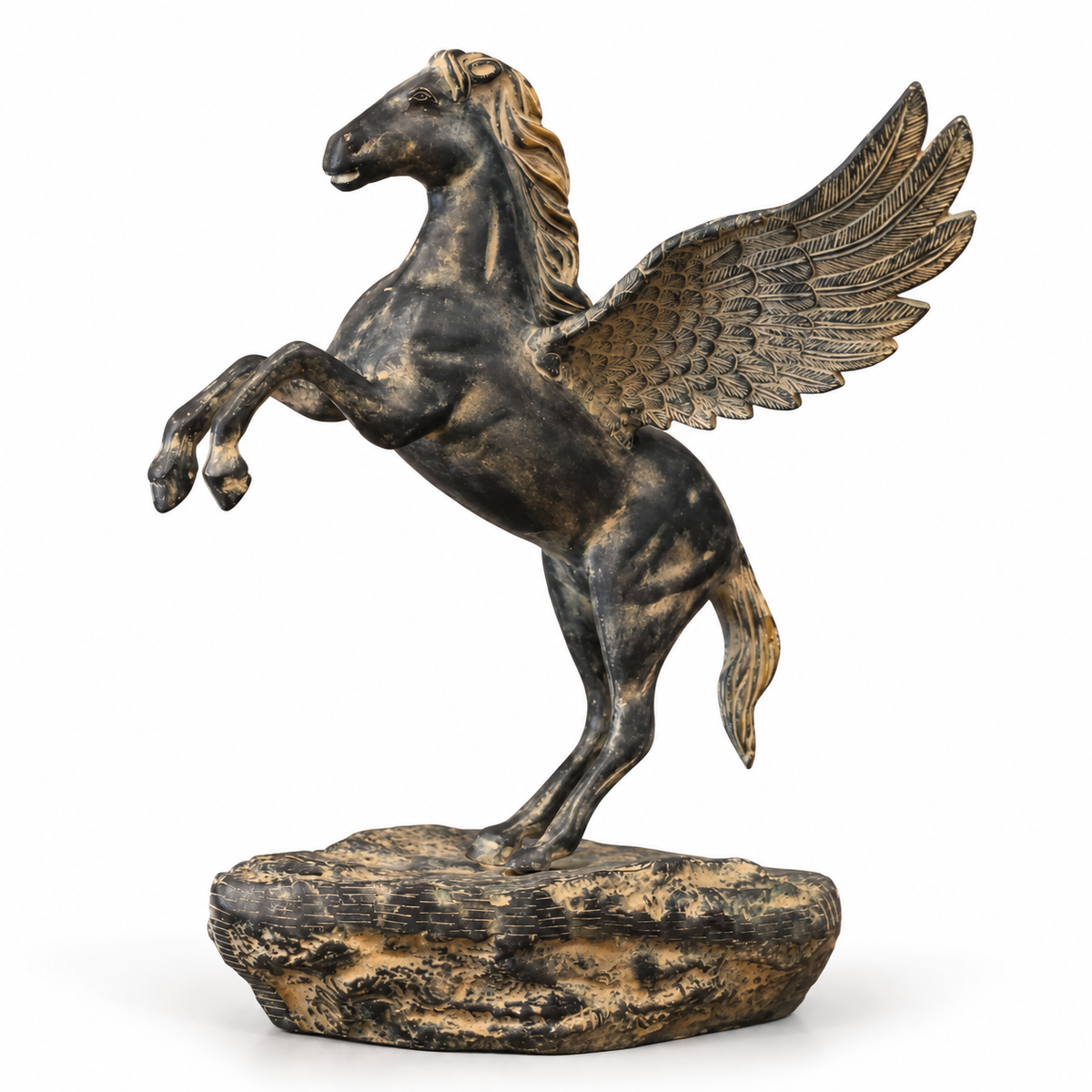 Brass Winged Horse Sculpture | Black Antique Finish | Symbol of Strength & Freedom