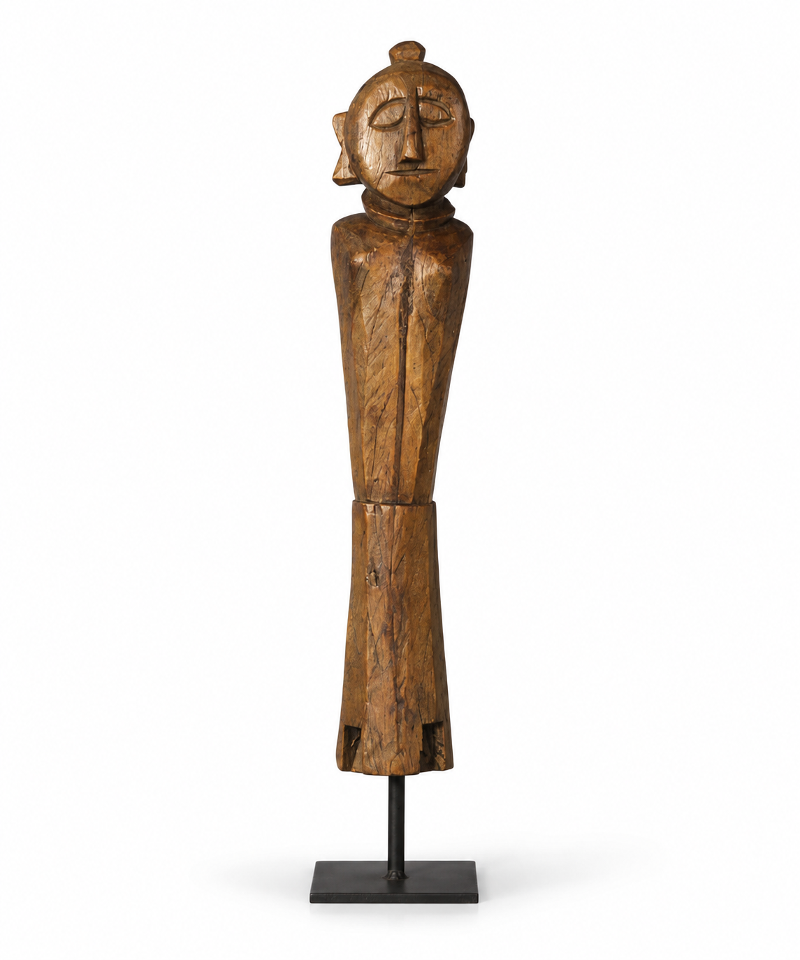 Hand-Carved Vintage Tribal Wooden Figurine on Stand