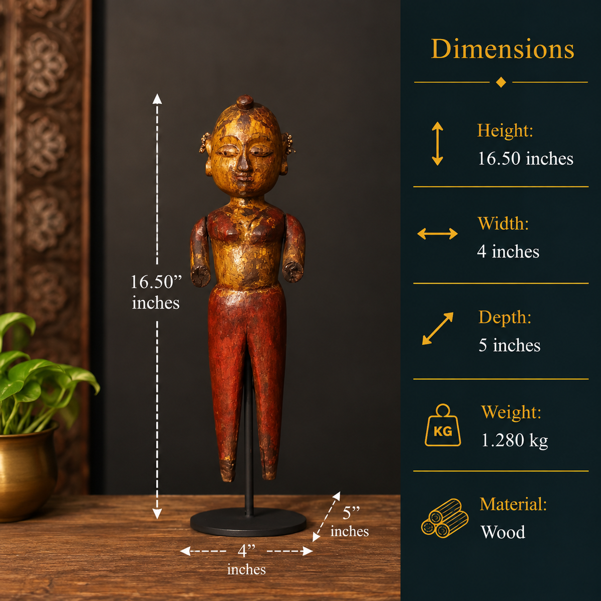 Vintage Hand-Carved Tribal Wooden Figurine on Stand - A Rare Find