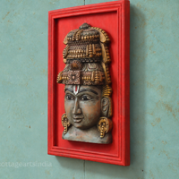 Wooden Vishnu Mask With Wooden Handcrafted Frame