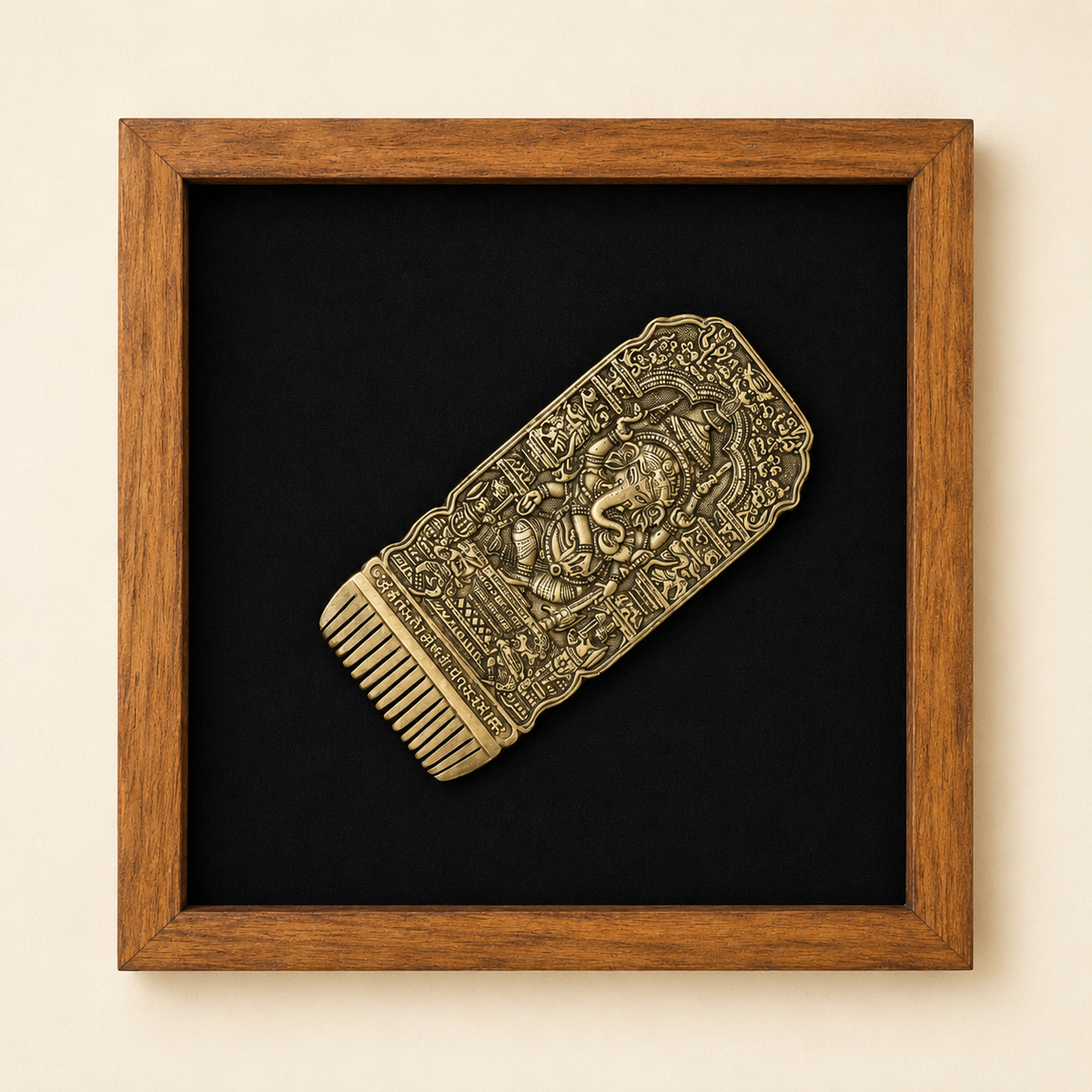 Framed Wall Art -Brass Nutcrackers, Panka & Ganesh Comb