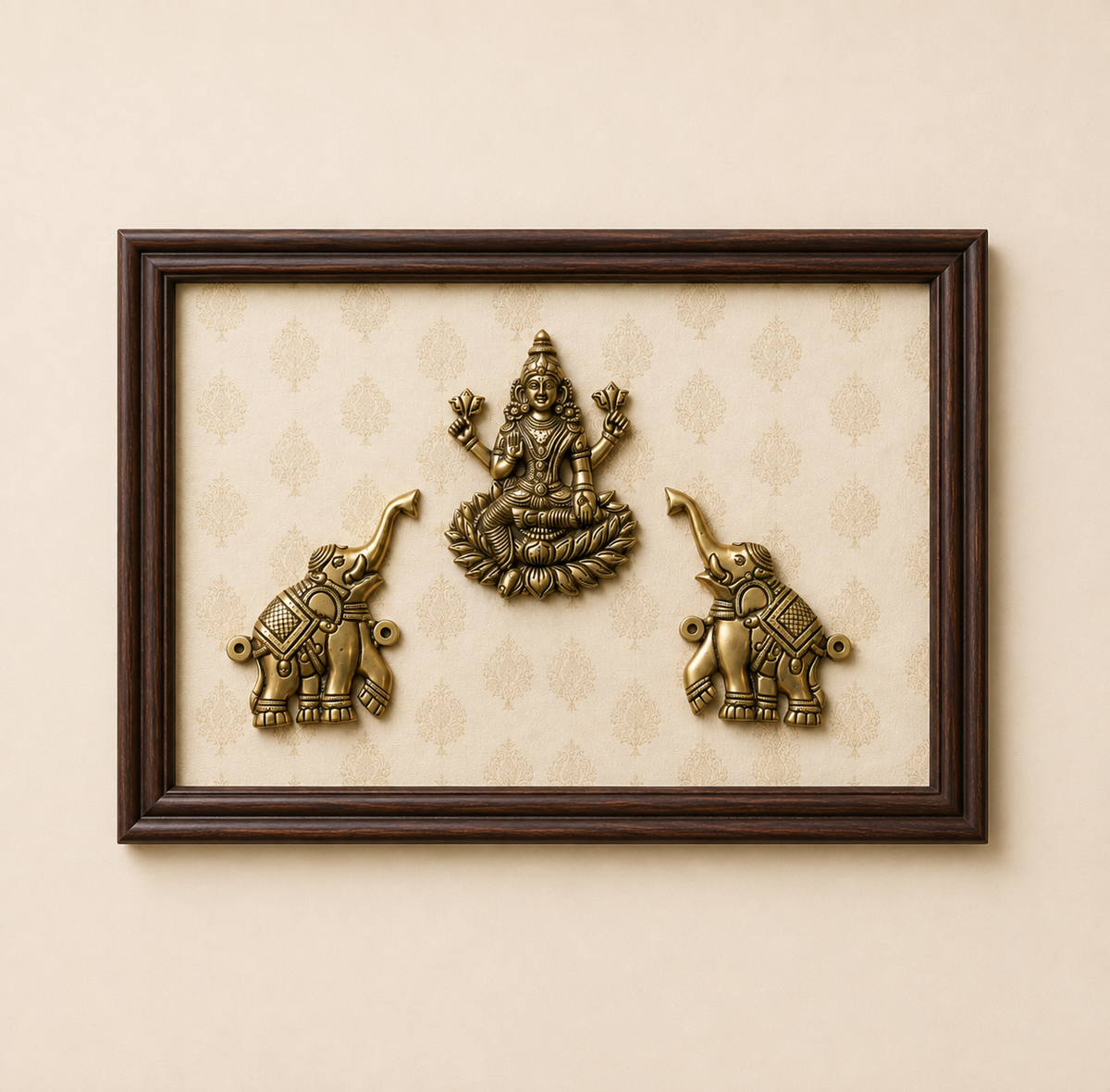 Brass Gaja Laxmi Wooden Frame