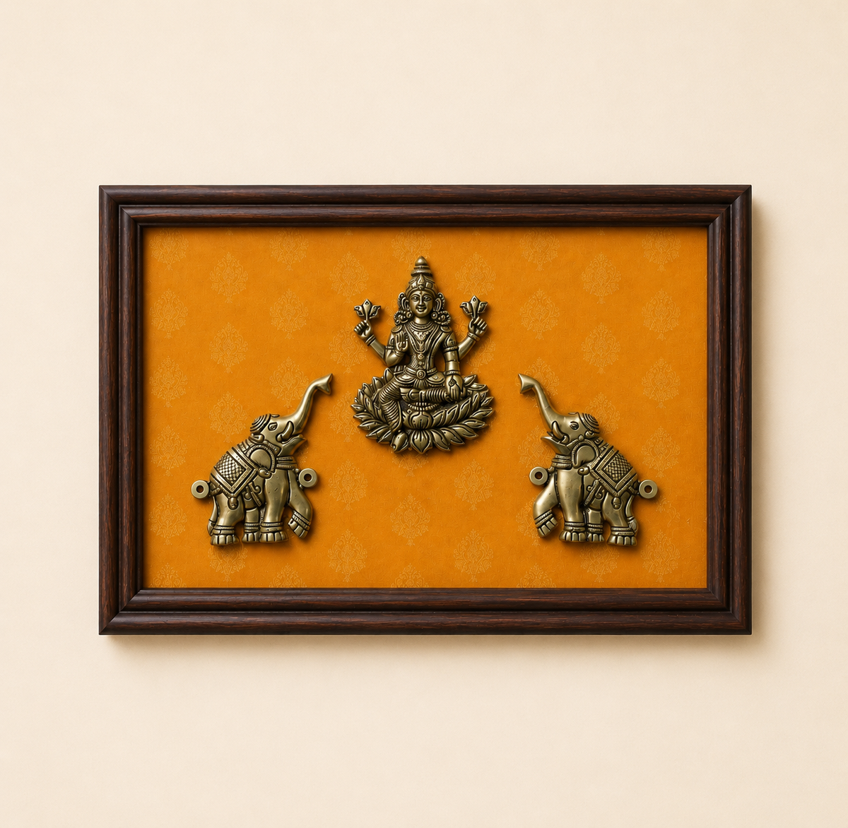 Brass Gaja Laxmi Wooden Frame