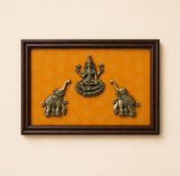 Brass Gaja Laxmi Wooden Frame