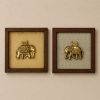 Set of Six Brass Figurines Wooden Wall Frames