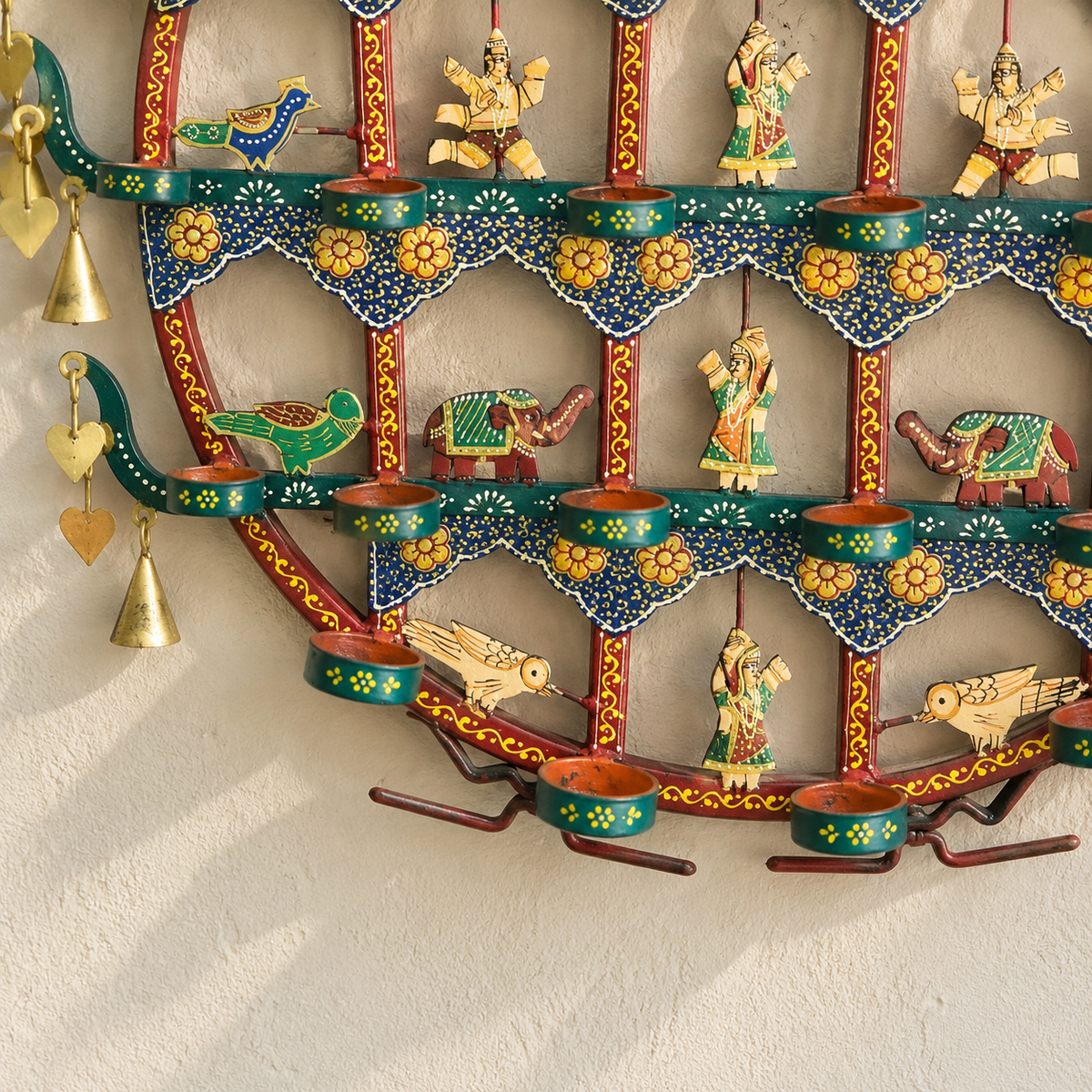 Wall Hanging Wrought Iron Painted Toran T- light Holder