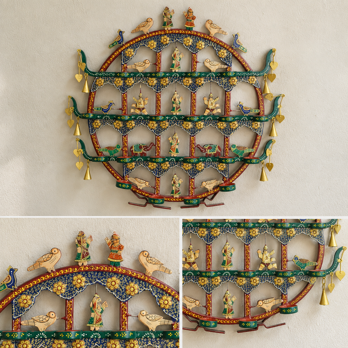 Wall Hanging Wrought Iron Painted Toran T- light Holder