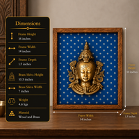 Brass Shiva Mask In Wooden Frame