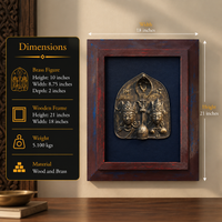Wooden Frame With Vinatge Brass Tribal Style Shiva Parvati