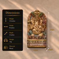 Wooden Wall Panel Ganesha 12"