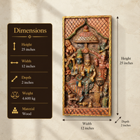 Handcrafted Wooden Ram Darbar Wall Panel | Traditional Hindu Wall Art