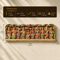 Wooden Handcarved Wall Panel Dasavathar 36"