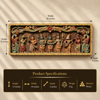 Hand-Carved Wooden Meenakshi Kalyanam Panel 36"