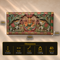 Wooden Hand Carved Wall Panel  -GajaLaxmi 24"