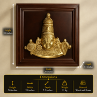 Brass Lord Balaji Bust Wall Hanging With Wooden Frame