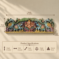 Handcrafted Wooden Ganesha Wall Panel | Traditional South Indian Wall Art