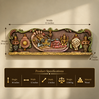 Wooden Wall Panel Balaji And Bhu Devi Sri Devi 36"