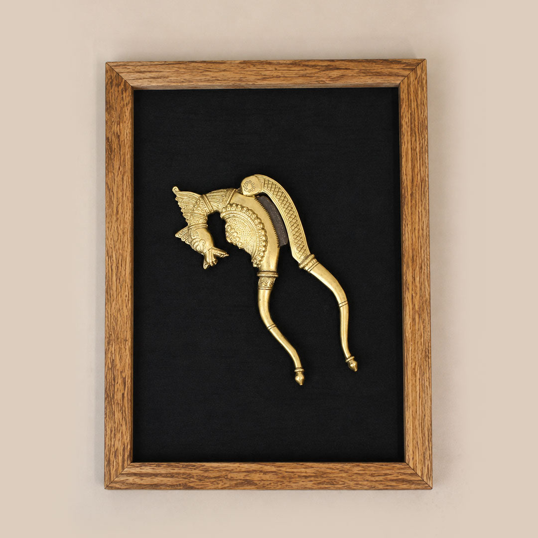 Handcrafted Brass Yali Sarota Wooden Wall Frame