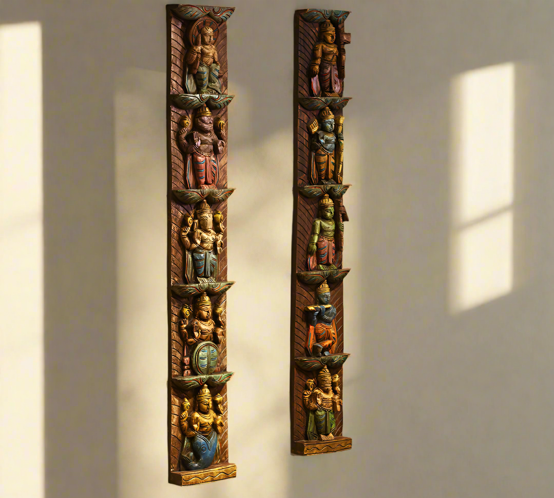 Wooden Wall Panel Dasavthar 36"-Set of 2