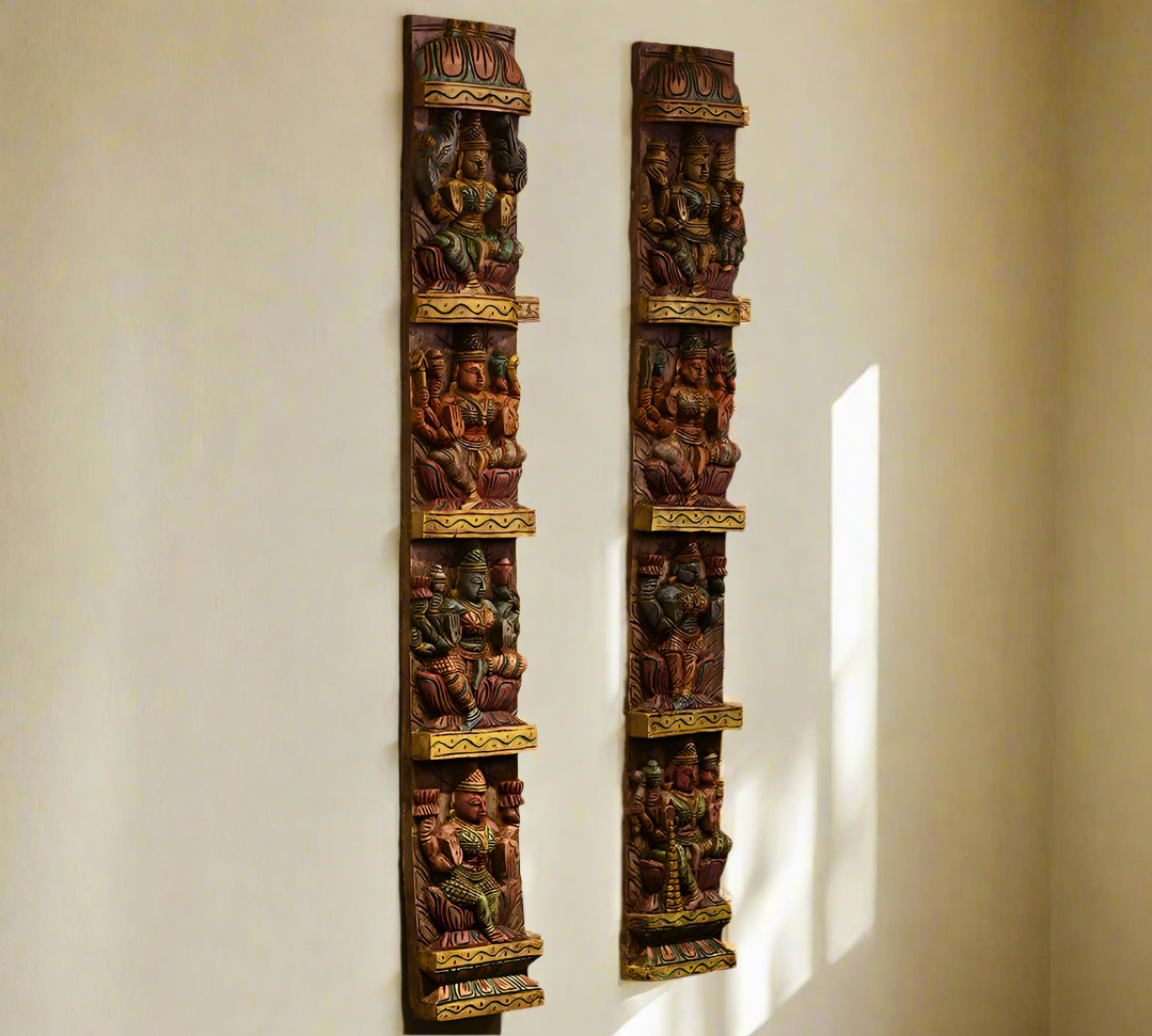 Wooden Wall Panel Ashtalakshmi 42" -Set of 2