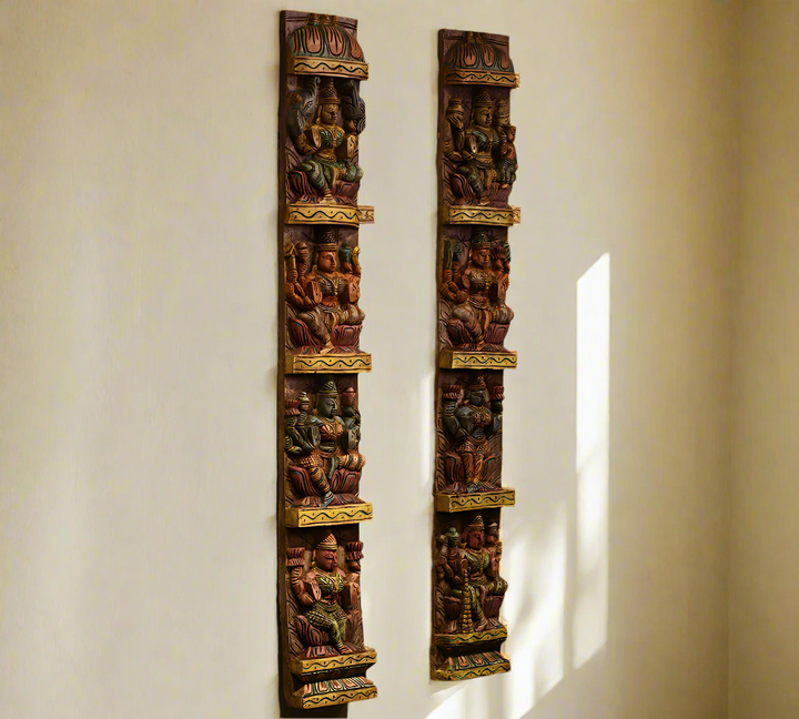 Wooden Wall Panel Ashtalakshmi 42" -Set of 2