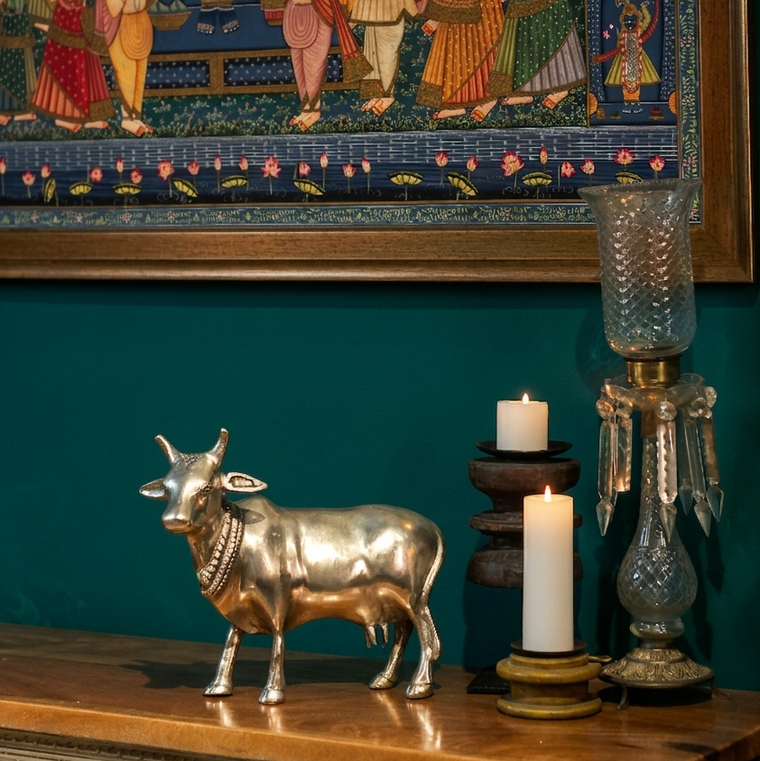 Brass Standing Cow Silver Finish