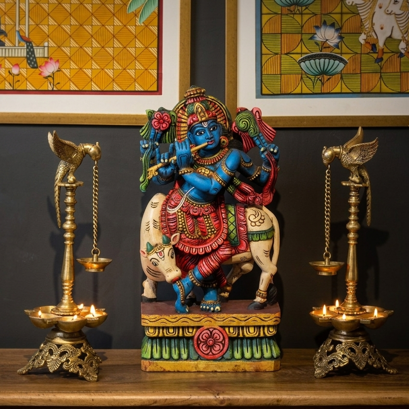 Wooden Krishna 24"