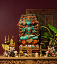 Wooden Panchmukhi Hanuman Idol 37"