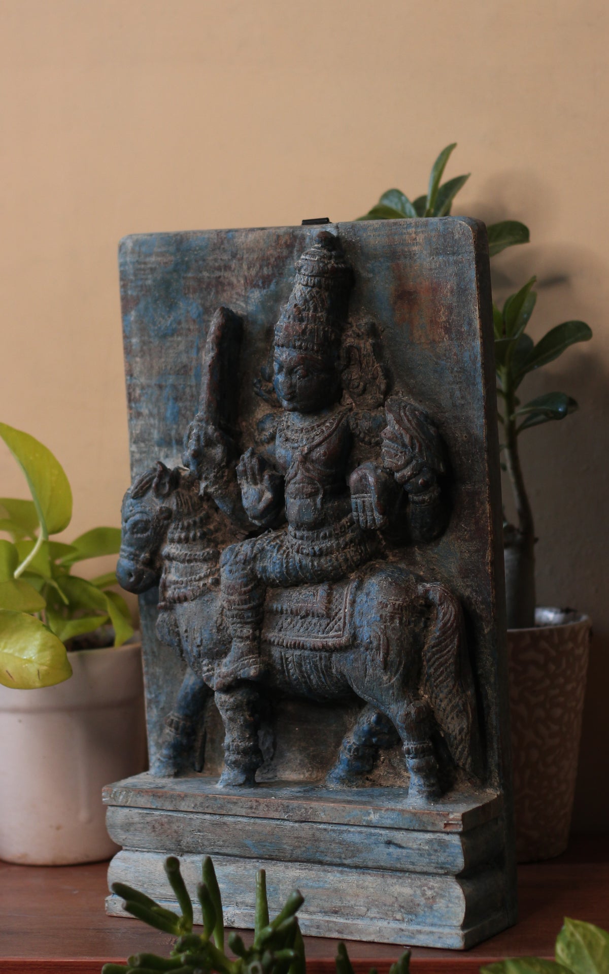 Vintage Wood /Stone Shiva Idol