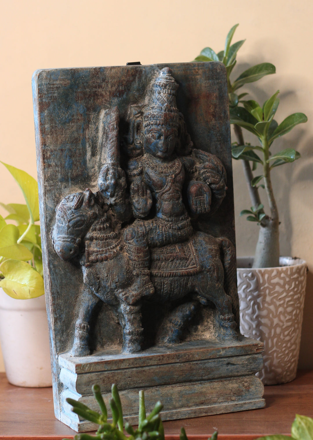 Vintage Wood /Stone Shiva Idol