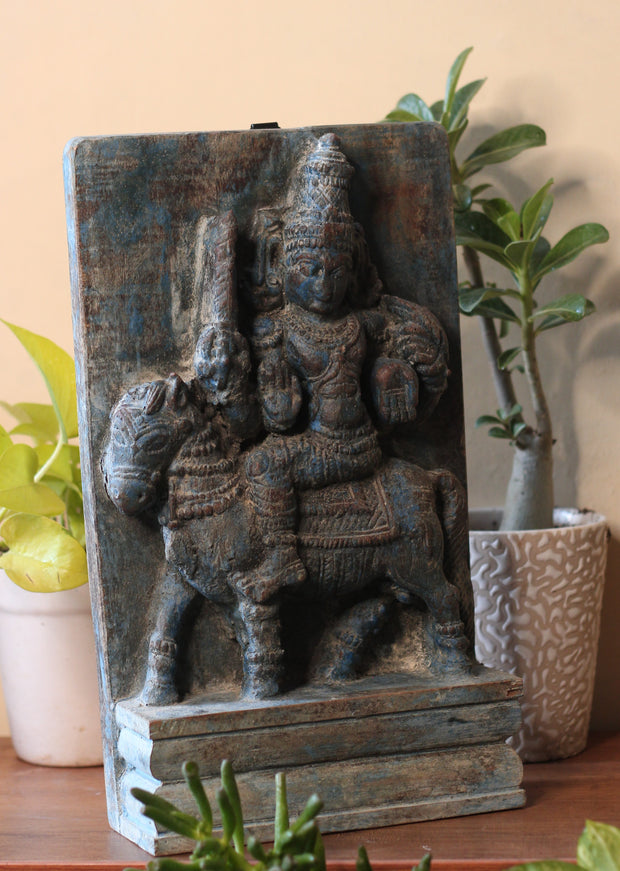 Vintage Wood /Stone Shiva Idol