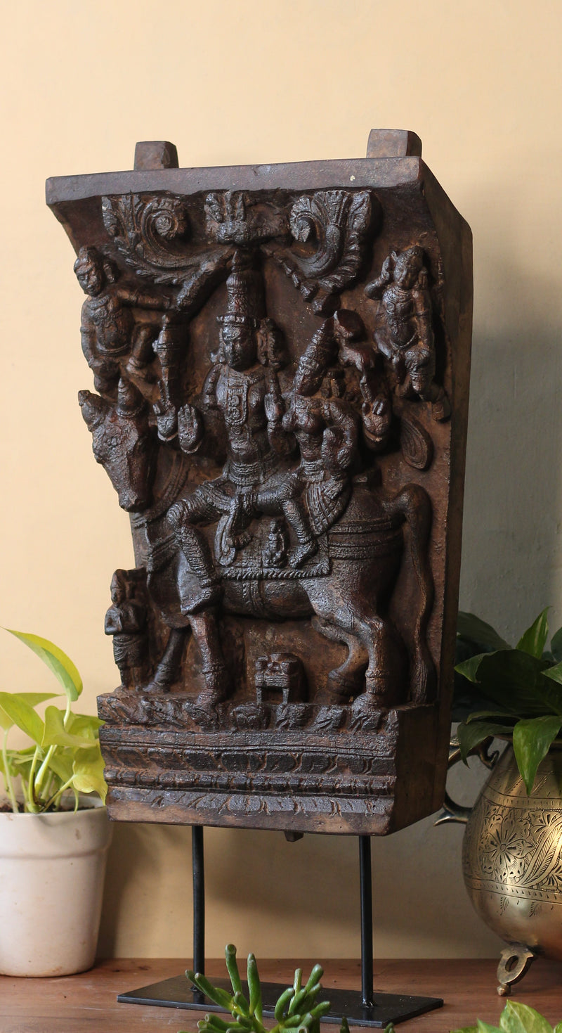 Vintage Wood /Stone Shiva Parvati Idol