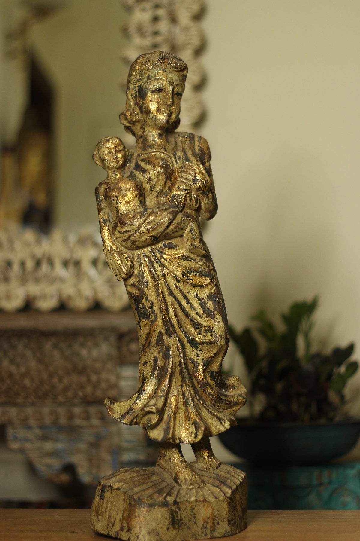 Wooden Vintage Lady Figure