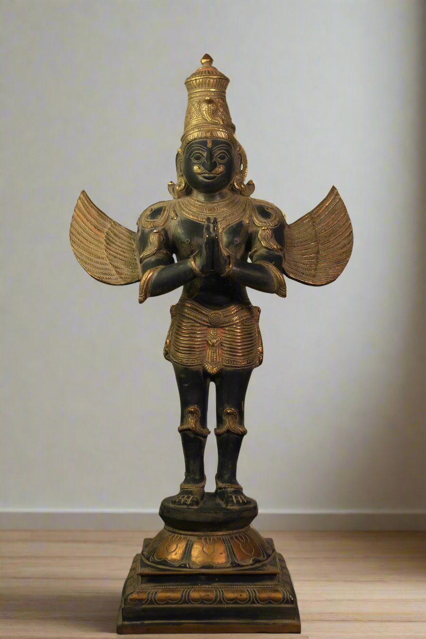 Garuda Style Brass Garuda Standing Black Rustic Finish 25