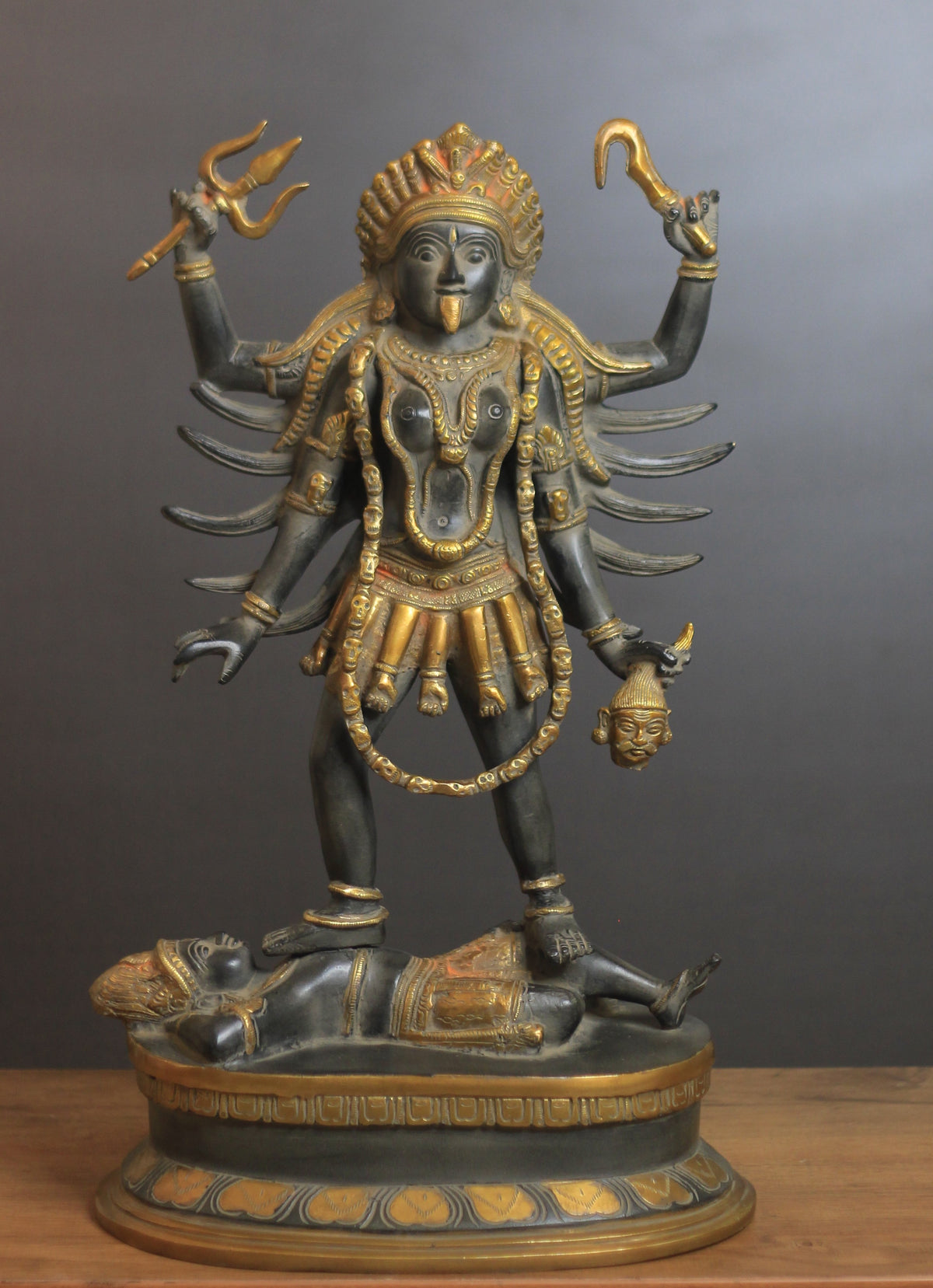 Brass Kaali Rustic Black Finish 19"
