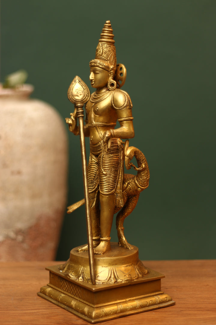 Brass Statue Lord Murugan Statue 15.5"