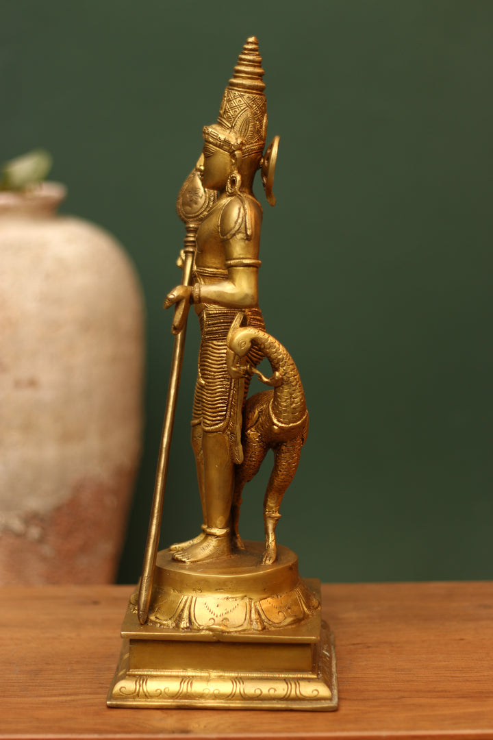 Brass Statue Lord Murugan Statue 15.5"