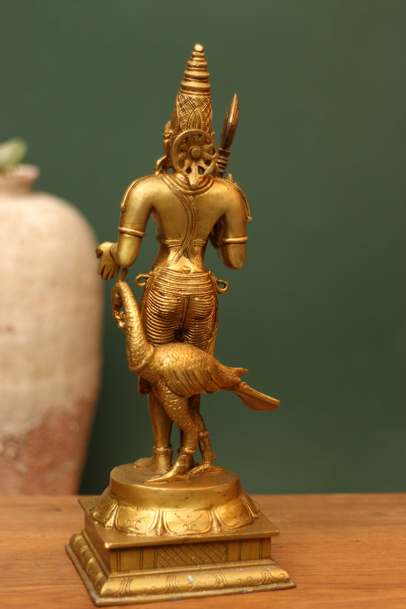 Brass Statue Lord Murugan Statue 15.5"