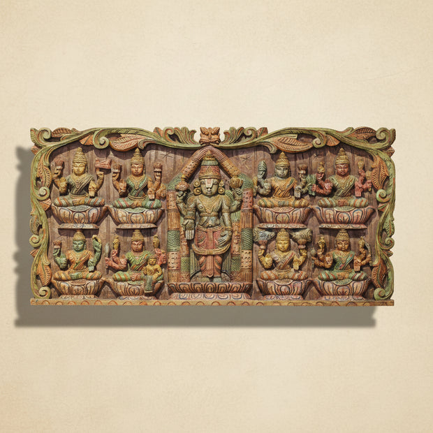 Wooden Wall Panel Balaji And Ashtalakxmi