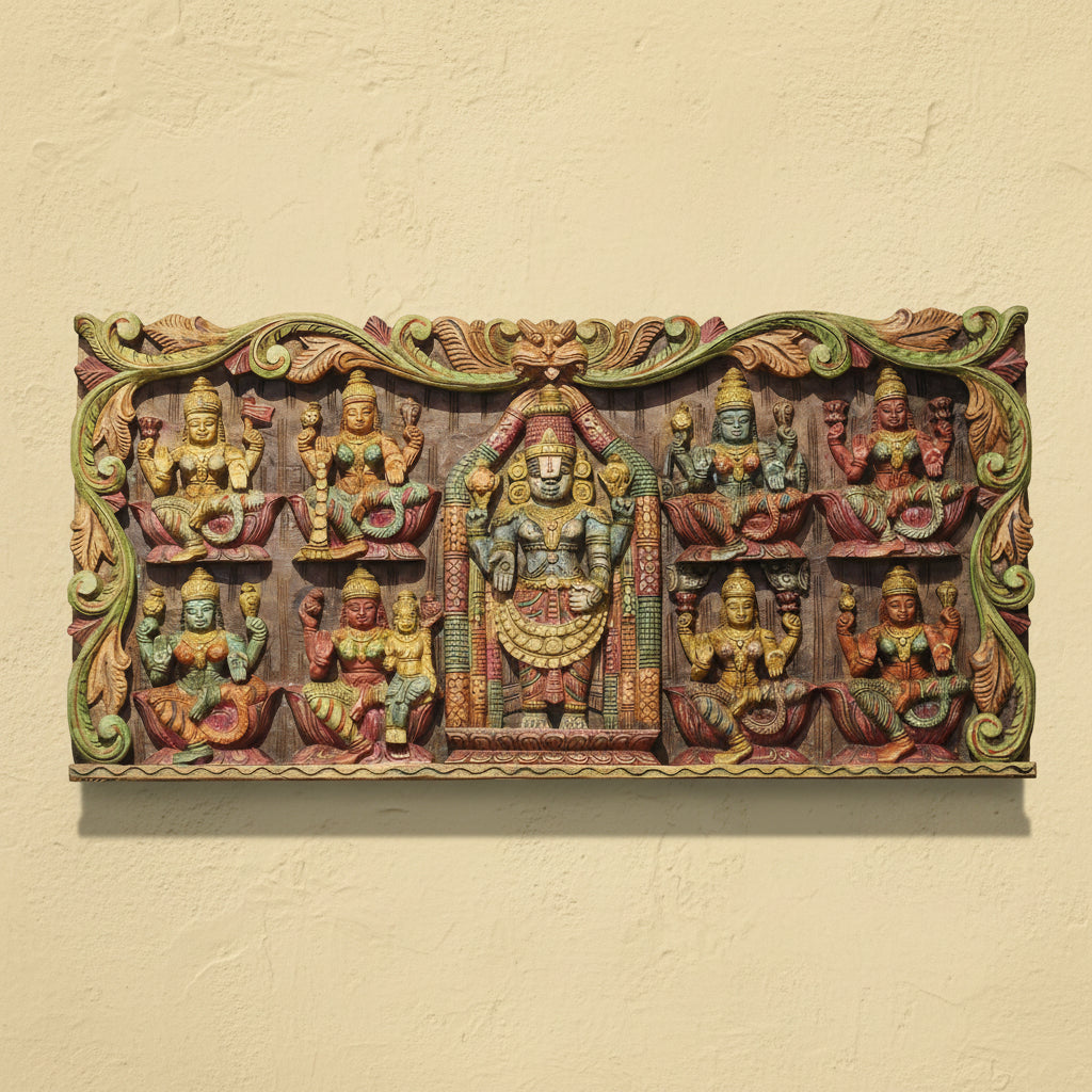Wooden Wall Panel Balaji And Ashtalakxmi