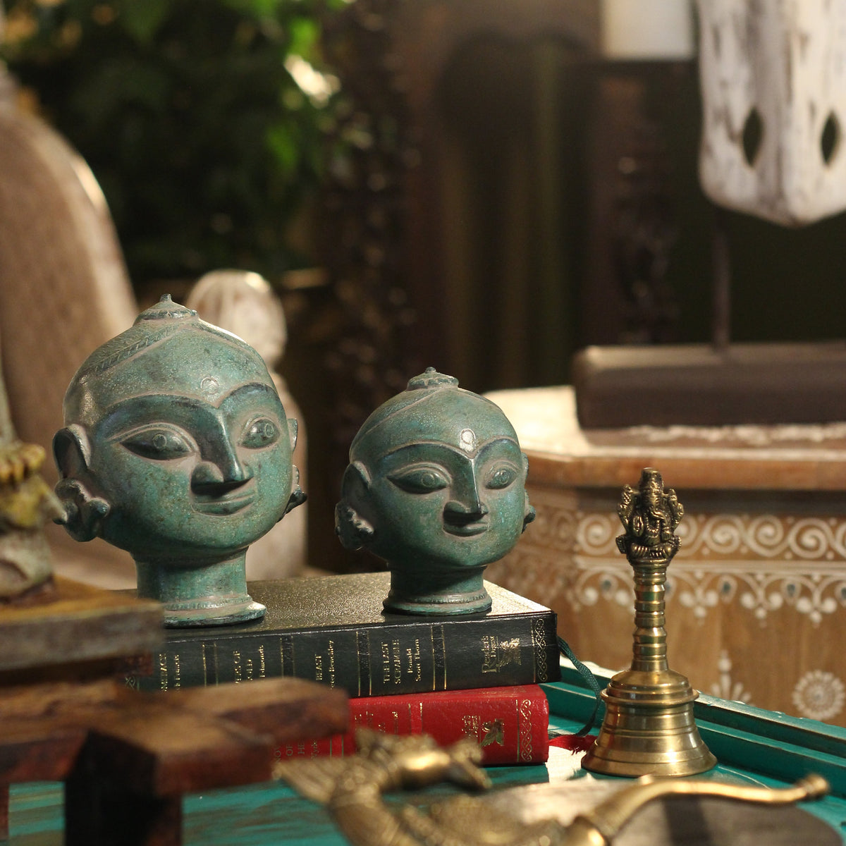 Brass Gauri Head Pair Rustic