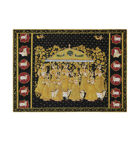 Hand Painted Gopi Seva Pichwai Painting | Gold Foil Nathdwara Art