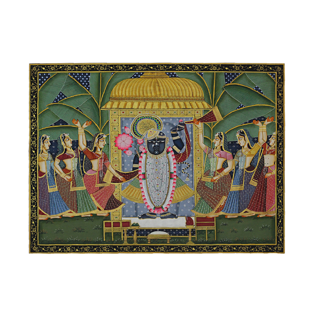 Shrinathji with Gopis Hand Painted Pichwai Painting