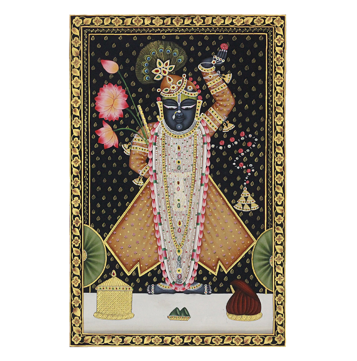 Shrinathji Rajbhog Hand Painted Pichwai Painting | Gold Foil Nathdwara Art