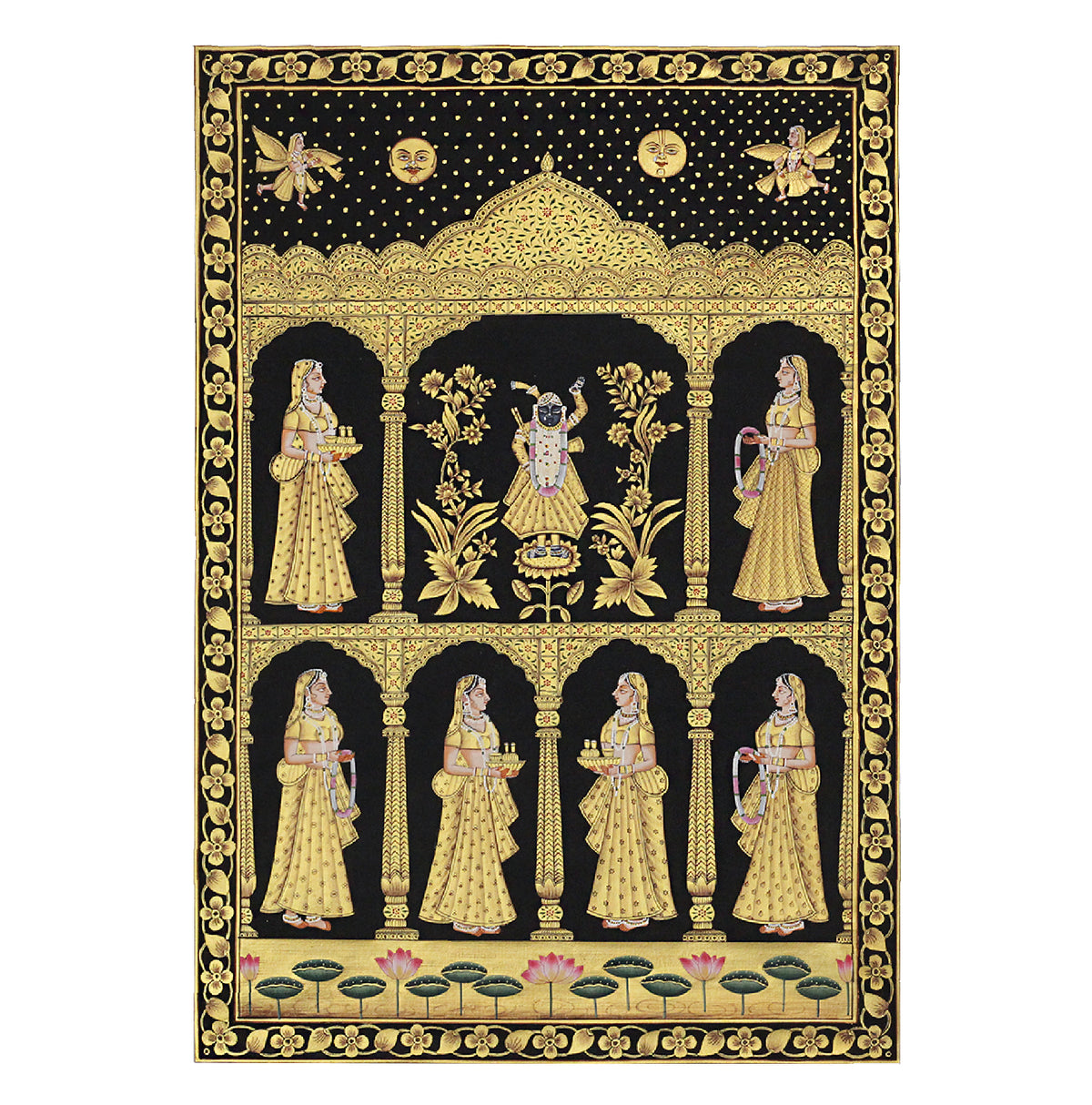 Shrinathji Haveli Seva Hand Painted Pichwai Painting | Gold Foil Nathdwara Art
